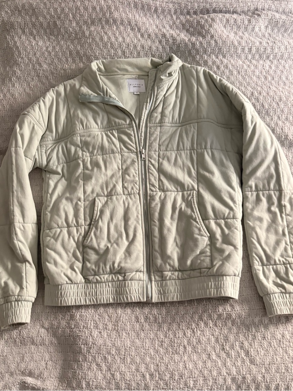 Light Sage Quilted Puffer Jacket